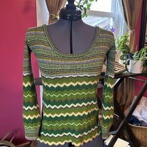 Free People Dancing Chevron Lambs Knit Sweater